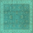 thumbnail image 1 of Ahgly Company Machine Washable Indoor Square Oriental Turquoise Blue Traditional Area Rugs, 6' Square, 1 of 4