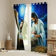 thumbnail image 3 of jejeloiu Religious Theme Merry Christmas Galaxy Starry Night Blackout Curtains, Pack of 2 (42x84 Each), Luxury Unisex Bedroom Decor, 3 of 6