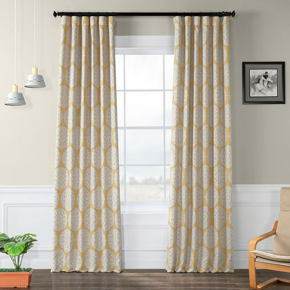 Half Price Drapes Printed Gold Meridian Room Darkening Curtains for Bedroom(1 Panel), 50W X 108L
