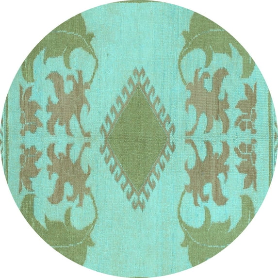 Ahgly Company Indoor Round Abstract Light Blue Modern Area Rugs, 8' Round