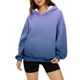 thumbnail image 2 of HVOBTTY Women's Long Sleeved Sweatshirts, Fall and Winter Tops for Women, Women's Casual Gradient Print Long Sleeve Loose Fitting Hooded Sweatshirt with Pocket Sky Blue, Sky Blue, 2 of 3