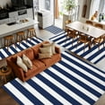 thumbnail image 5 of Navy Blue Striped 2.7x5 Area Rugs, Farmhouse Modern Blue Stripes Non-Skid Rubber Backing Large Rectangle Rugs - Living Room Bedroom Home Office, Indoor Floor Mat Carpets Washable Rug, 5 of 9