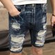 thumbnail image 2 of Pantalones Vaqueros Cortos Para Hombre Botones Groseros Pantalones Cortos De Mezclilla Rasgados Para Hombre Corte Emo Xl Venta Y2k Moda Azul Ropa De Calle Verano Original Xxxl, 2 of 4