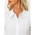 thumbnail image 5 of INSPIRE CHIC Leotard Shirt for Women's Collared Business Casual Button Down Long Sleeves Bodysuit Top S White, 5 of 6