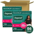 thumbnail image 3 of Depend Fresh Protection Incontinence Underwear for Women, Adult Diapers, L, 56 Count, 3 of 12