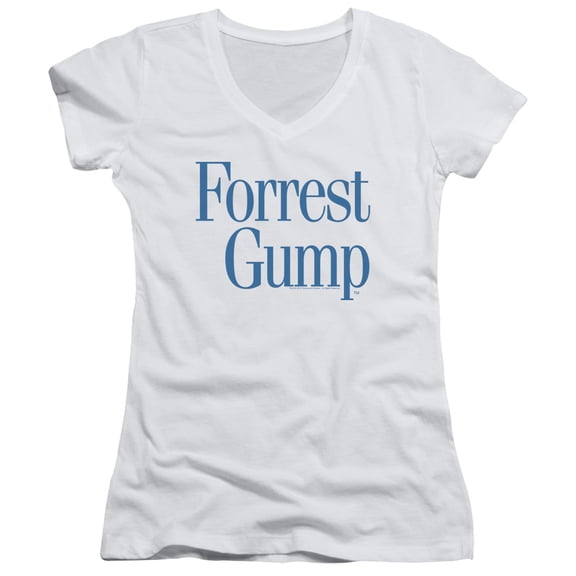 Forrest Gump Logo Junior Women's V-Neck T-Shirt White
