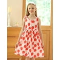 thumbnail image 3 of Aideaone Girls Dresses Sleeveless Summer Dress Bowknot Strap Strawberry V Neck Sundress Pink 3-10T, 3 of 8