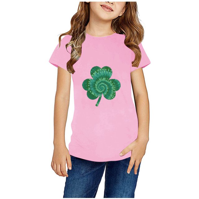 Qiopertar Haut à Manches Courtes Imprimé Col Rond Mignon Mode pour Enfants Garçons Filles en Solde à Moins de 5$ en Solde