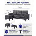thumbnail image 4 of Sofá de 3 Plazas con Ottoman EKE Life Home Tapizado en Tela, Diseño Moderno para Sala, 4 of 5