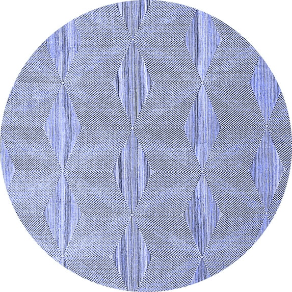 Ahgly Company Machine Washable Indoor Round Solid Blue Modern Area Rugs, 4' Round