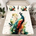 thumbnail image 2 of Homewish Animal Peacock Full Size Sheets 4-Piece for Teens,Retro Vintage Aesthetic Breathable Bed Sheets,Abstract Watercolor Art Lightweight Sheet Sets,Microfiber Bedroom Decor, 2 of 7