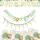 thumbnail image 1 of Decoraciones para el 30.° cumpleaños, decoraciones para cumpleaños con globos verdes, decoraciones para fiestas de cumpleaños que incluyen pancartas de feliz 30.° cumpleaños, banderas triangulares y, 1 of 8