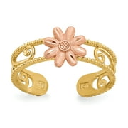 Primal Gold 14 Karat Yellow and Rose Gold Satin Flower Toe Ring