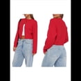 thumbnail image 3 of Suéteres Tipo Cárdigan Corto para Mujer, Suéteres de Larga con Botones, Cárdigan de Punto, Top Corto Y2K con Abertura Frontal. Rojo M, 3 of 10