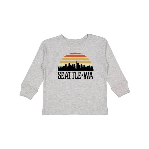 Inktastic Seattle Washington Skyline Sunset Boys or Girls Long Sleeve Toddler T-Shirt