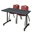 thumbnail image 3 of Regency Kobe 66 x 24 in. Mobile T-Base Training Table- Beige, 2 M Stack Chairs- Grey, 3 of 7
