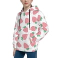 thumbnail image 2 of Lsque Strawberry Patten Youth Hoodie Sweatshirt Pullover with Kangaroo Pocket Boys and Girls Hoodie Warm Hoodie for Kids-Large, 2 of 6