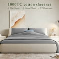 thumbnail image 3 of LBRO2M 1000 Thread Count King Sheet Set, 100% Egyptian Cotton Sheets, 4 Piece Hotel Sheets with 16" Deep Pocket, Gray, 3 of 8