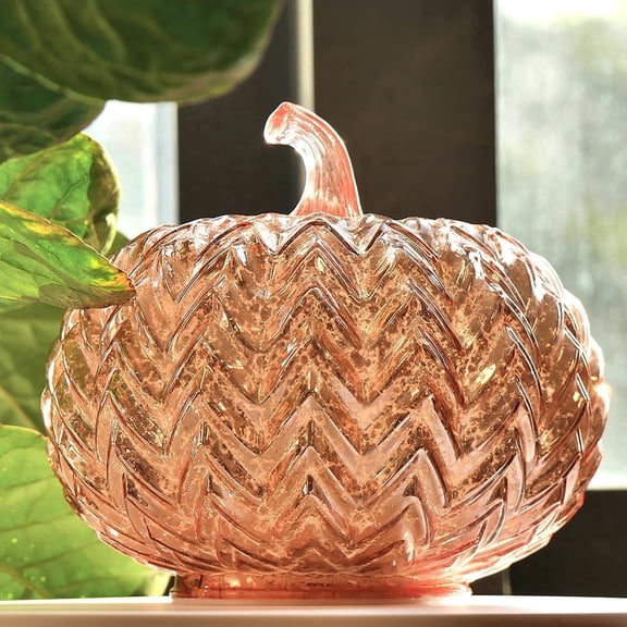 Kanstar Glass Pumpkin LED Light with 6-Hour Timer for Fall and Halloween Decor