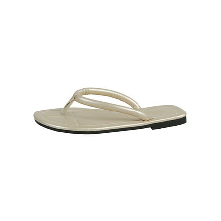 

Daeful Women s Flat Sandals Summer Thong Sandal Slip On Flip Flops Indoor Anti Skid Comfort Backless Slides Golden 4.5