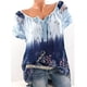 thumbnail image 2 of Blusa Camisa de manga corta con estampado de cuello en V Blusa suelta Mujer Top de verano, Azul claro, 5XL Advancent AP001925-64, 2 of 7