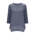 thumbnail image 7 of HomeDM Cotton Linen Short Sleeve Tops for Women, Crew Neck Loose Fit Summer T Shirts Casual Blouse - Navy/S, 7 of 7