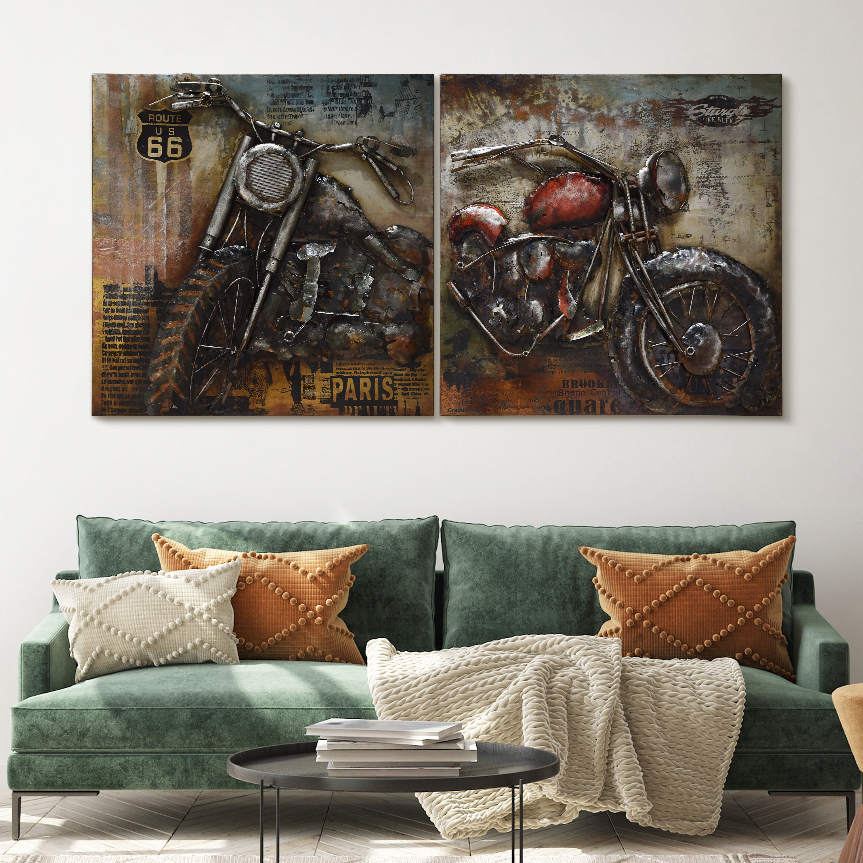 Empire Art Direct Motorcycle Mixed Media Iron Hand Painted