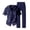 Navy, variant on Men's 2 Piece Hooded Short Sleeve Shirt And Long Pants Set, Linen Textured Casual Outfit With Chest Pocket, Breathable Summer Beach Wear For Vacation And Loungewear,White,M