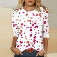 thumbnail image 2 of Cute Heart Shirts for Valentines Day Women Classic 3/4 Sleeve Tops Trendy Plus Size Basic Tee Shirt, 2 of 4