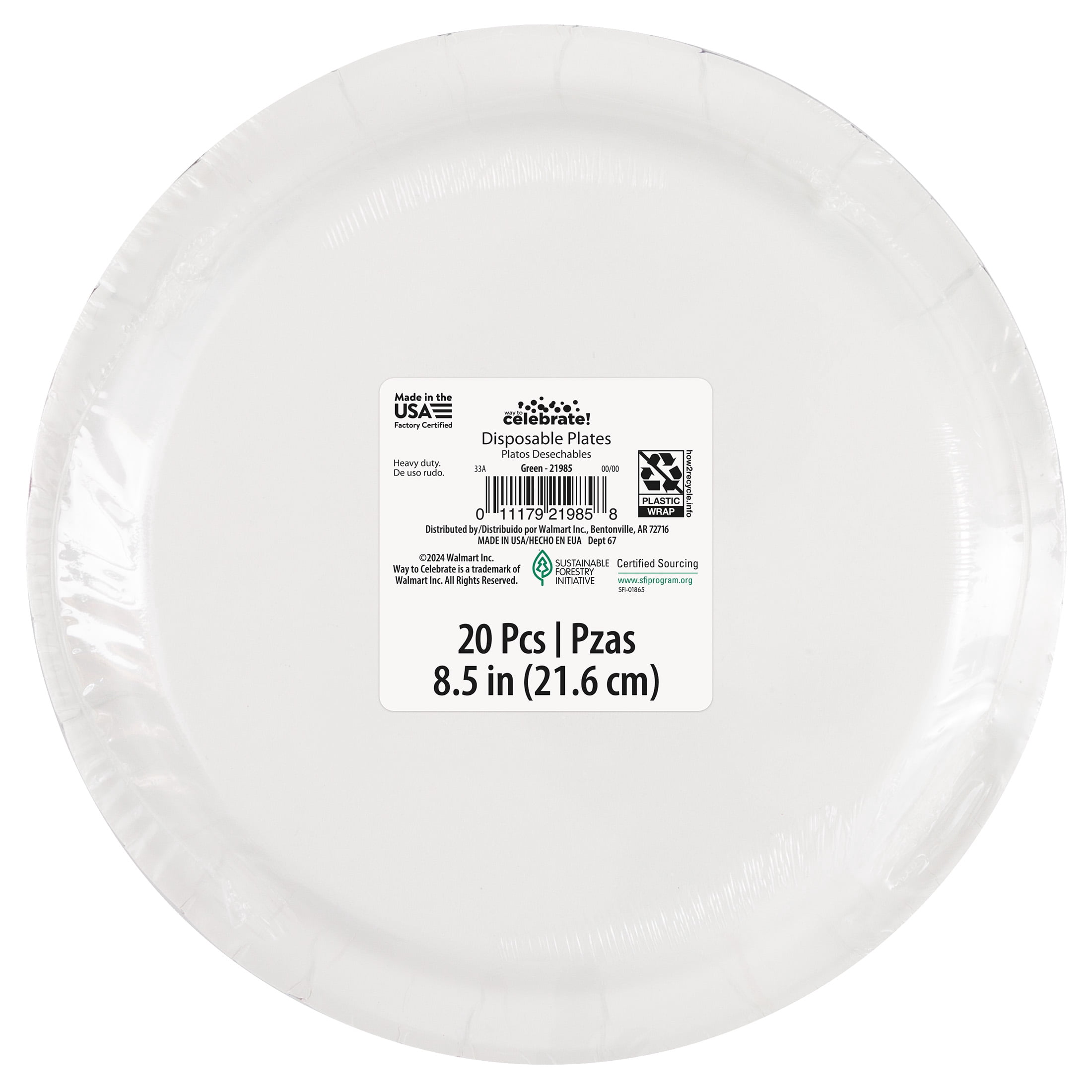 20CT 9IN Green Paper Dinner Plates by Way To Celebrate