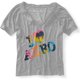 thumbnail image 1 of Camiseta con cuello en V Aeropostale para mujer ajuste holgado recortada gris pequeña, 1 of 1