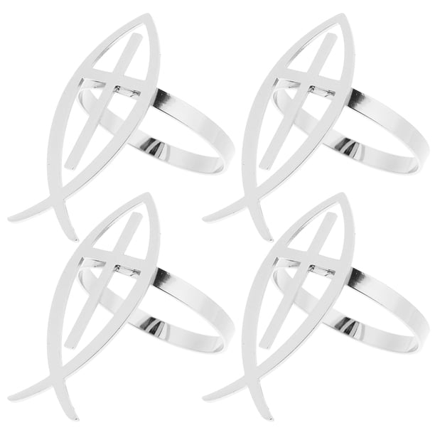 4 anillos de servilleta con forma de cruz religiosa, anillos de servilleta para bautizo, porta servilletas decorativos para comedor.