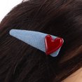 thumbnail image 3 of 2 pasadores para flequillo lateral, elegantes pinzas para el pelo de mezclilla con forma de corazón, accesorios decorativos azules para niñas y mujeres, para uso diario y fiestas., 3 of 7