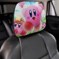 thumbnail image 4 of Kirby Animal Cartoon Car Headrest Cover Decor Vehicles Seat Pillow Cover Protector Accessories Auto Front/Rear Seats Head Rest Cover Universal Fit Most Cars Sedan SUV Van, 4 of 7