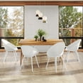 thumbnail image 2 of GDF Studio 7-Piece Outdoor Patio Dining Set, 63" Rectangle Wood Table & PP Side Chairs, White+Teak, 2 of 13