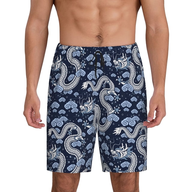Fotbe Dragon Pantalones Cortos de Pijama para Hombre, Ropa de Dormir, Pantalones de Pijama Cortos para Hombre-3X-Large