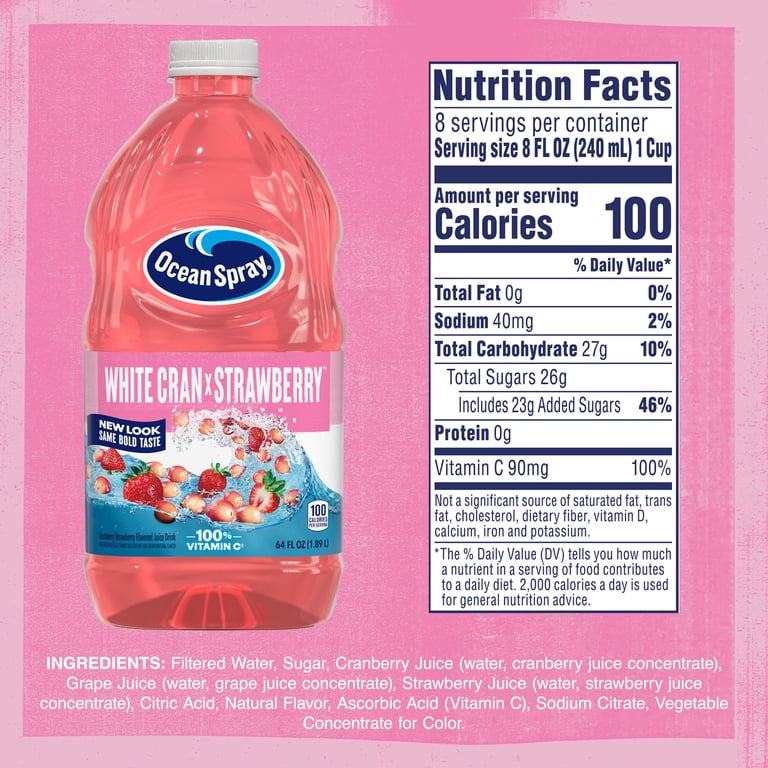 Ocean Spray White Cran-Strawberry Juice Drink, 64 fl oz, 8 Pack photo 3