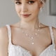 thumbnail image 3 of Juego de joyas de boda para mujer, circonita cúbica blanca, perlas florales, vides nupciales, 3 of 4