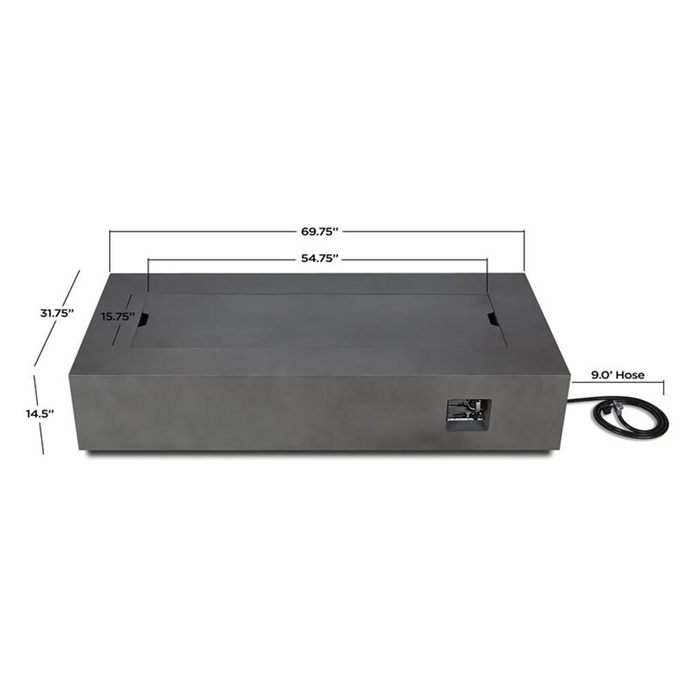 Home Square 2-Piece Set with 70" Rectangle LP Fire Table & Fire Glass