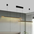thumbnail image 2 of Modern Double Linear LED Pendant Light in Black and Gold, Dimmable Hanging Fixture with Remote Control and Adjustable Height for Kitchen Island, Dining Room, Conference Table, and Office, 2 of 8