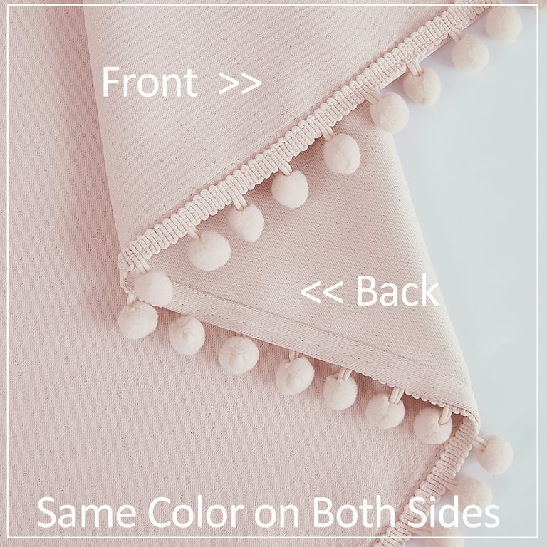 Exultantex Pink Pom Pom Curtains Half Blackout Triple Weave Soundproof Window Curtains for Bedroom 50 Wx95 Lx2 Rod Pocket Walmart