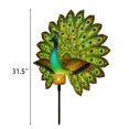 thumbnail image 3 of Solar Peacock Ground Stake Light, Crackle Glass Metal Yard Decor for Garden, 3 of 8