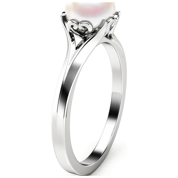 White Gold Solitaire Pearl Engagement Ring