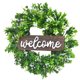 thumbnail image 3 of Welcome Artificial Wreath Door Decoration Boxwood Wooden Sign Pendant, 3 of 9