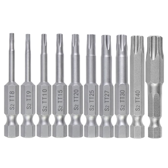 10Pcs Blossom Head Screwdriver Bit Set Security Screwdriver Tool 50mm Bit 1/4inch Hexagonal