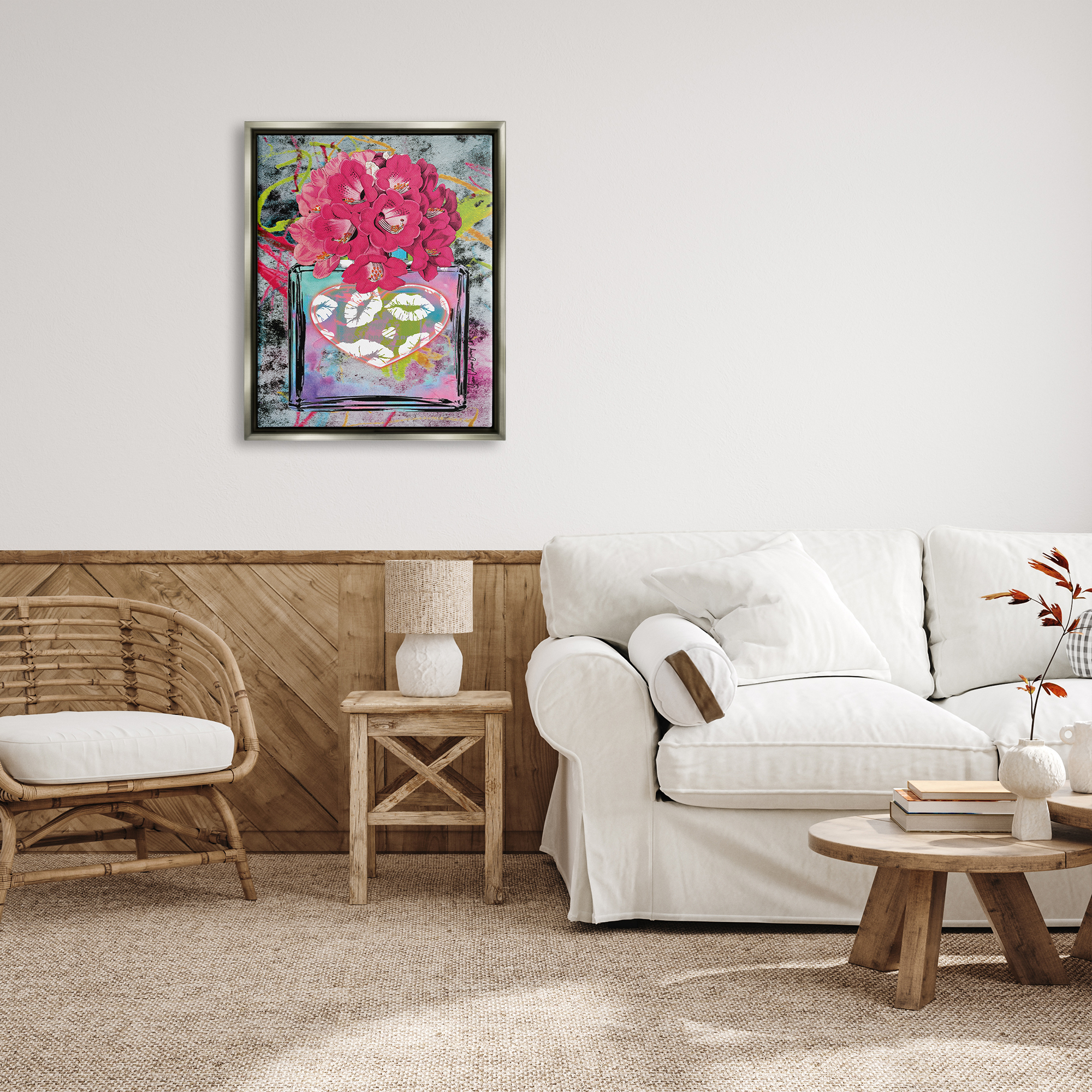 Stupell Industries Urban Glam Lily Bouquet Botanical & Floral Painting Gray Floater Framed Art Print Wall Art, 25 x 31