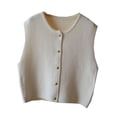 thumbnail image 4 of Bunblic Knit Vest Button Fashion Breathable Retro Design Cardigan for Lady Outdoor Sport White, 4 of 8