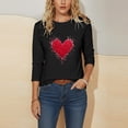 thumbnail image 6 of Yteetum Valentine's Day 3/4 Sleeve Tops for Women Oversized Crewneck Valentines Graphic Print Short Sleeve T Shirt Womens Casual Solid Round Neck Loose Comfy Three Quarter Sleeve Shirt Spring Clothes, 6 of 6