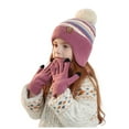 thumbnail image 4 of Karoyedx Girls Warm Winter Hats Winter Hat Scarf & Gloves Set Knit Hat Fleece Lined For Toddler Boys And Girls Pink Size,4-10 Years, 4 of 9