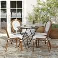 thumbnail image 3 of Merrick Lane Set of Two Stacking Thonet French Bistro Style Chair, White & Navy PE Rattan Seat, and Bamboo Finished Metal Frame for Indoor/Outdoor Use, 3 of 15